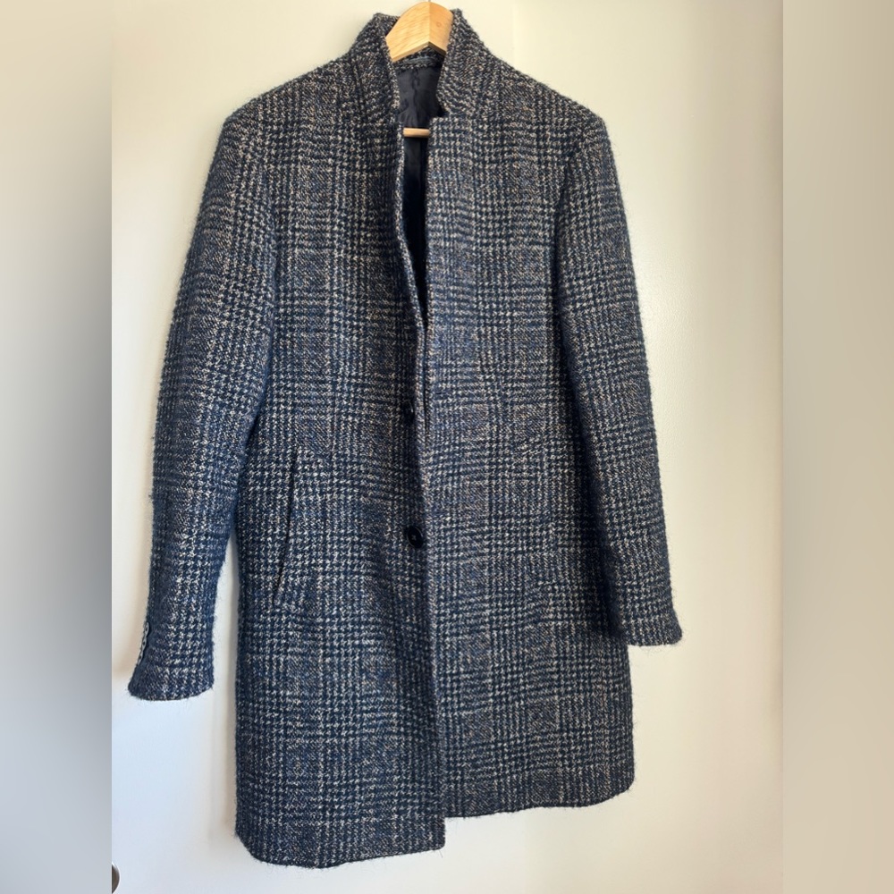 Zara man checkered overcoat